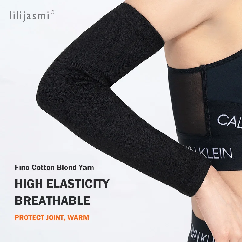 Women Thin Arm Sleeve Warmer Cotton Blend Soft Yarn Spring Summer Sport Protection Arm Support Smooth Soft Knitted Arm Warmers