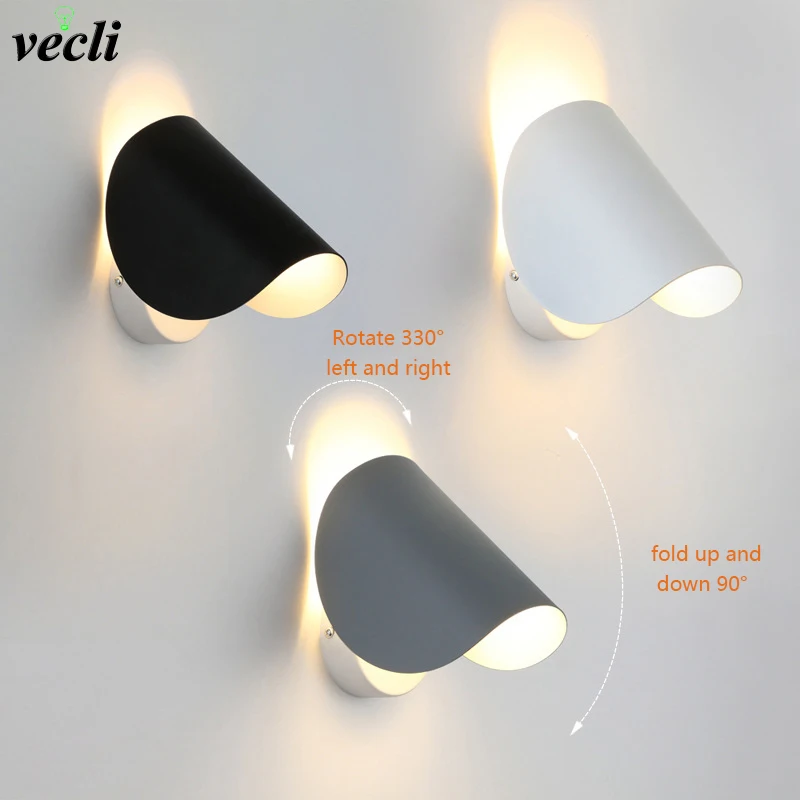 

Modern LED Wall Lamp Nordic Rotating Wall Light creative living room bedroom bedside decor sconce Lamps Fixtures AC110-240V