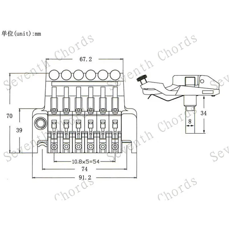 Ein Set Vintage-Tremolo-Brücke mit Doppelverriegelungssystem für E-Gitarren-Zubehörteile und Musikinstrumente – Detail 23