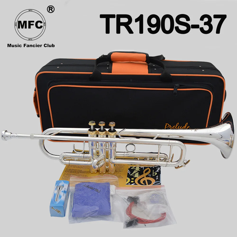 Music Fancier Club Bb Trumpet TR190S-37 Silver Plated Gold Keys Music Instruments Profesional Trumpets 190S-37 Case Mouthpiece