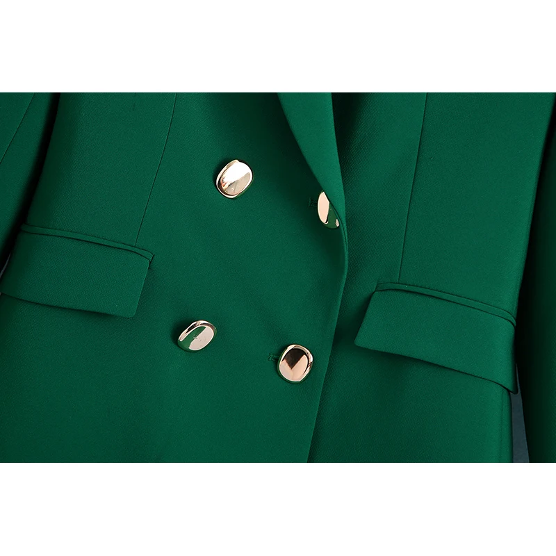 KONDALA 2023 Fashion Vintage Stylish Green Oversized Long Women Blazer Office Lady Pocket Fashion Autumn Jacket Female Bussiness