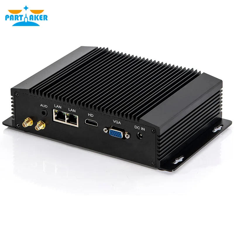 Partaker I23 Không Quạt Công Nghiệp Máy Tính Mini PC Windows 10 Pro Intel Core I3-4005U Celeron 2955U Dual LAN HD VGA 4 * USB3.0 WiFi