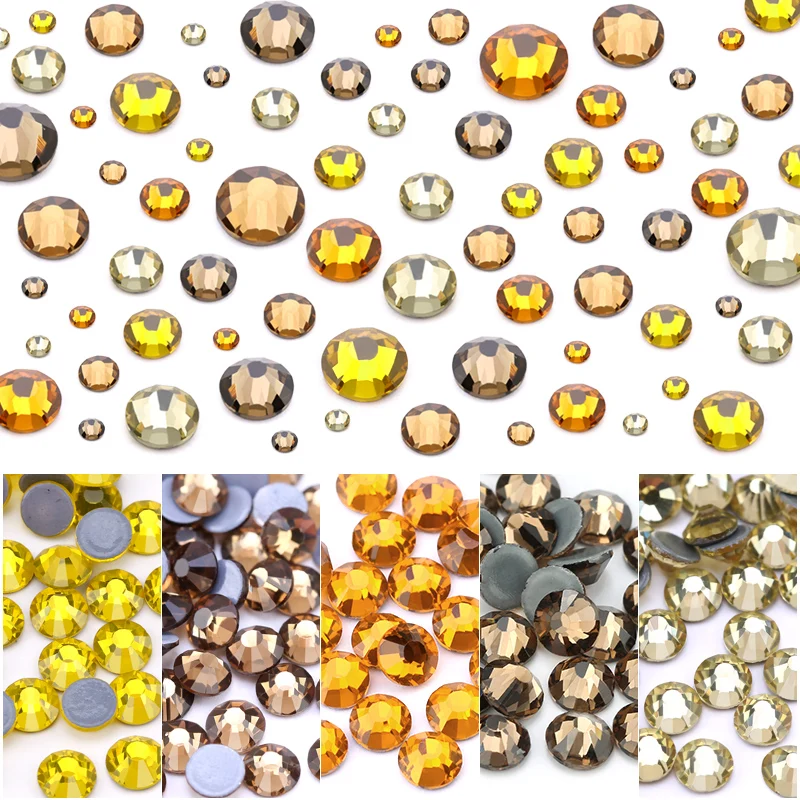 

SS6-SS30 Yellow Style Crystal Hot Fix Rhinestone Glitter Stones Strass Iron On Rhinestones For Craft Fabric Garment Decorations