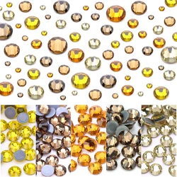 SS6-SS30 Yellow Style Crystal Hot Fix Rhinestone Glitter Stones Strass Iron On Rhinestones For Craft Fabric Garment Decorations