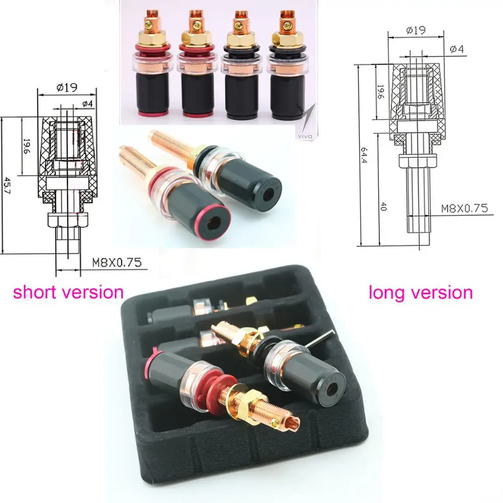 4 sztuk 8 sztuk XSSH Audio OEM HIFI prawdziwa czerwona miedź wtyczka bananowa kobieta gniazdo głośnik wzmacniacz Terminal do noszenia jako długie