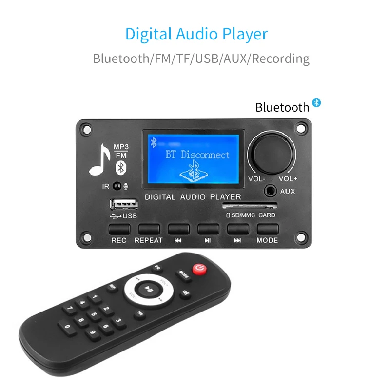 UNISIAN Bluetooth MP3-плеер, цифровой аудиодекодер, плата управления громкостью, USB TF BT FM-линия в музыке, ЖК-дисплей с текстами текста, запись