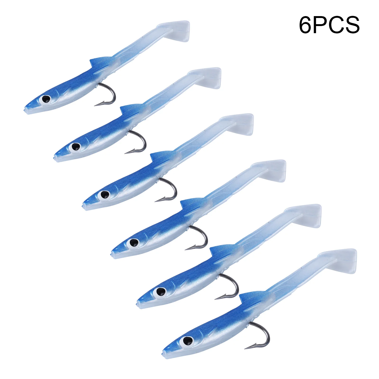 

6Pcs/set Soft Sea Eel Lures 80mm/2.3g False Fishing Bait Paddle Tail Sand Eel Artificial Lures