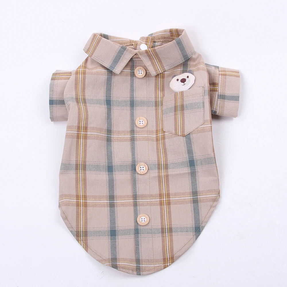 Plaid Dog Shirt Cat Shirts Pet Puppy Spring/Summer Clothing Apparel