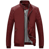 MRMT 2024 brand spring new youth jacket jacket men's thin section pu leather stitching solid color casual jacket clothing