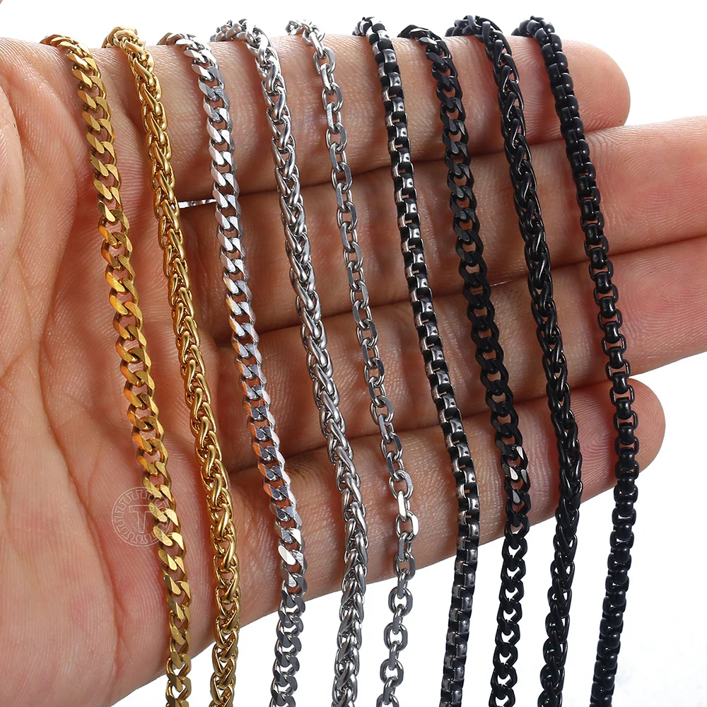 2-3mm Stainless Steel Bracelets For Women Men Wheat Box Cuban Link Chain Bracelets Male Jewelry KBB13A