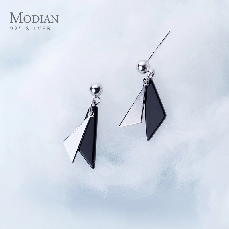 Modian Fashion 925 Sterling Silver Minimalist Geometric Triangle Drop Dangle Earring for Women Anti-Allergy Earring Fine Jewelry