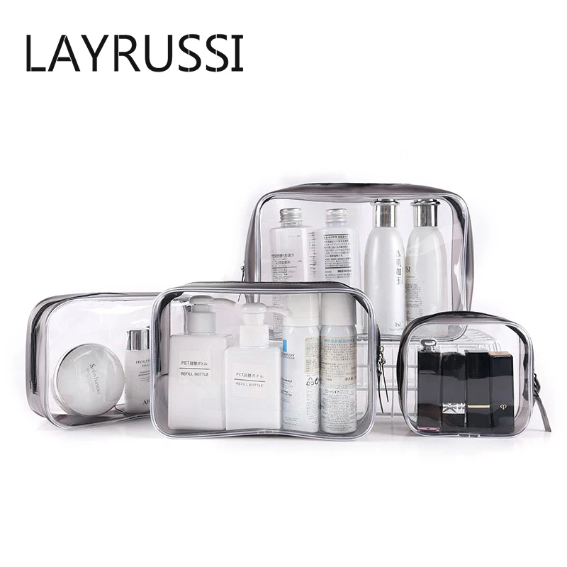 

LAYRUSSI Travel Cosmetic Bags PVC Women Zipper Clear Makeup Bags Beauty Case Make Up Organizer Storage Bath Toiletry Wash Bag