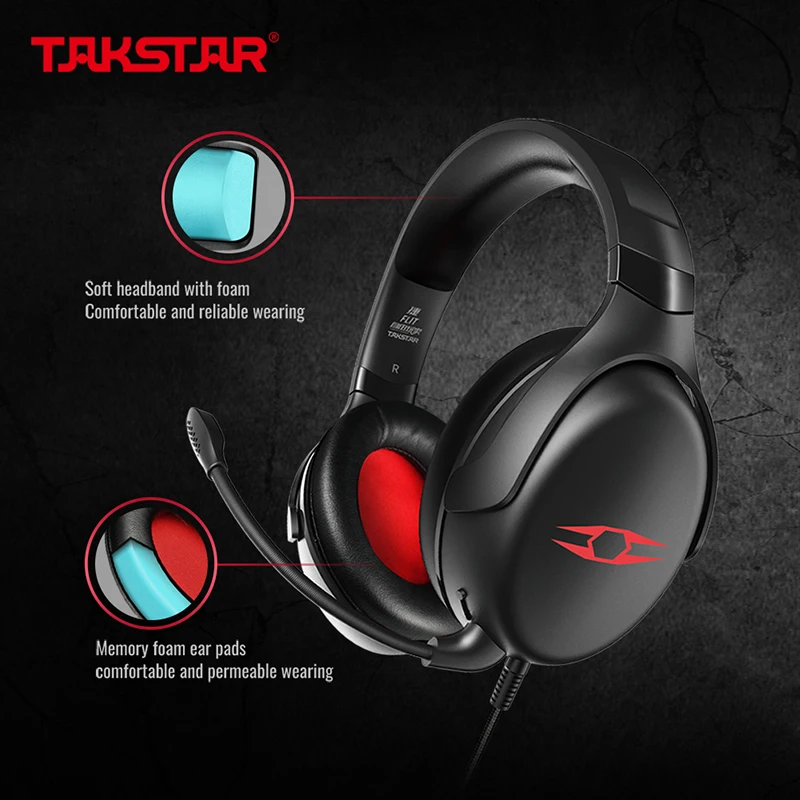 Takstar FLIT Gaming Headset Stereo Over Ear Wired Headphone with Detachable Micr for PC PS4™ Mobile Equipment Gamer