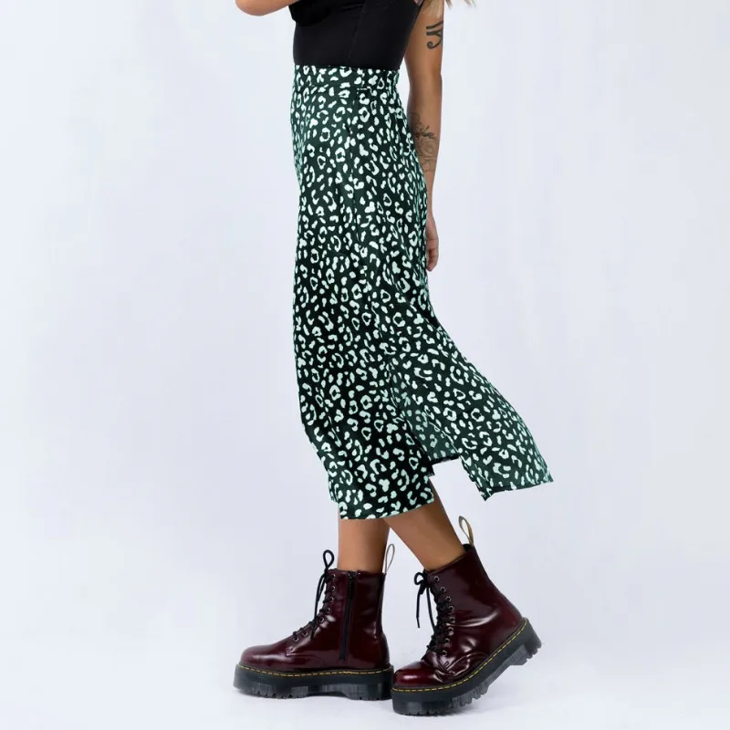 Saia feminina folgada para o verão, saia midi sexy com cintura alta e estampa floral