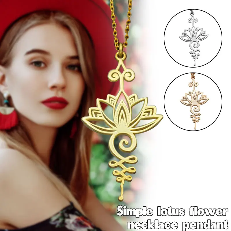 Lotus Radiance Necklace for Women Men's Necklacesimple Lotus Flower Shaped Pendant Neck Chain Yoga Prayer Jewelry Birthday Gifts