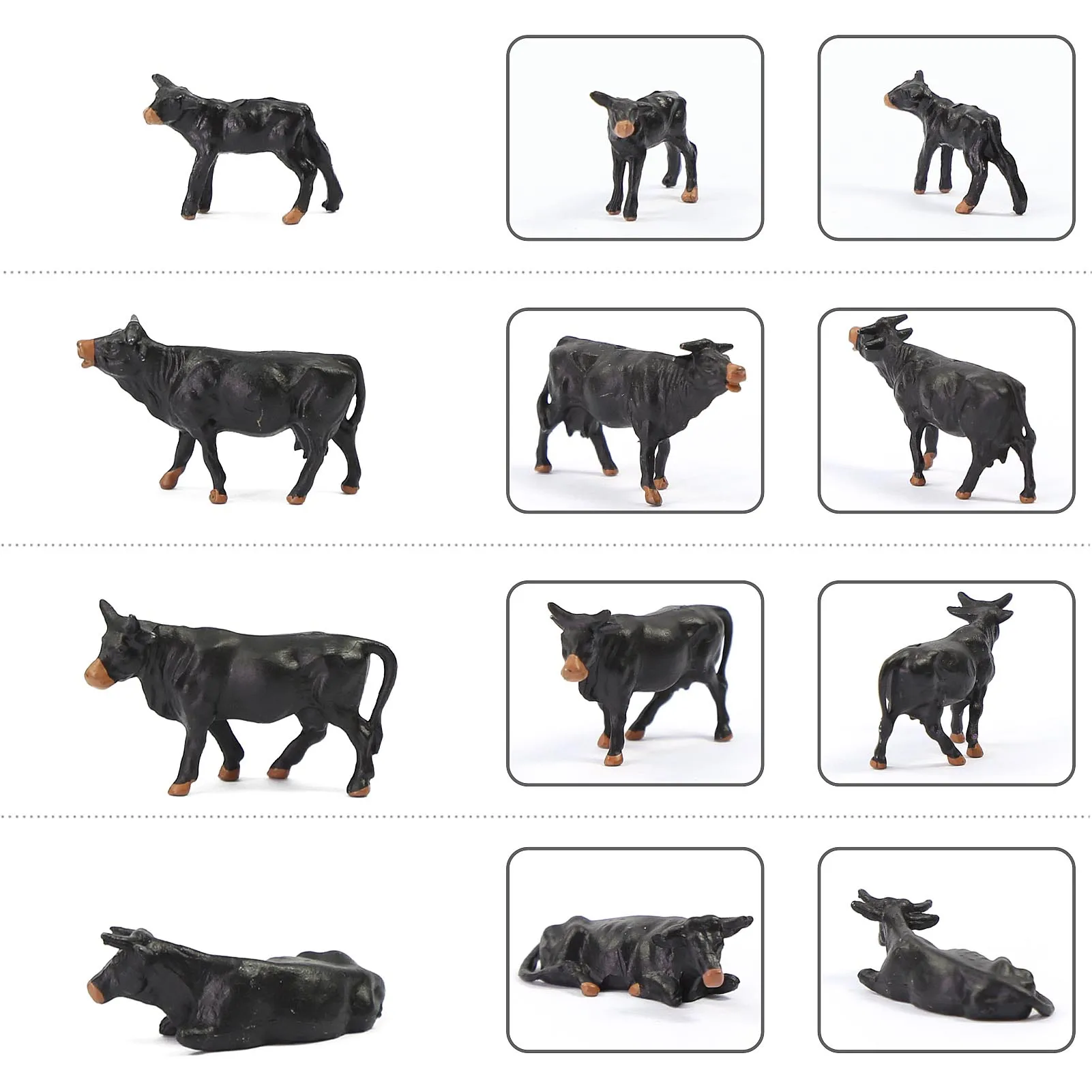 36pcs HO Scale 1:87 Well Painted Farm Animals Black Cows Shepherd AN8722 Model Railway Layout