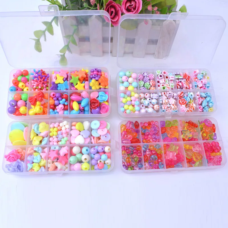 

DIY Handmade Beaded Toy with Accessory Set Children Creative 10 Grid Girl Jewelry Making Toys Educational Toys Children Gift