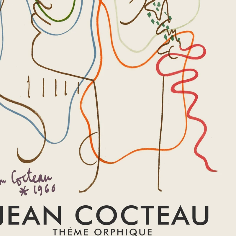 Jean Cocteau Frence Abstract Artist Canvas Painting Prints Galerie Lucie Weill 1960 Exhibition Poster Gallery Wall Picture Decor