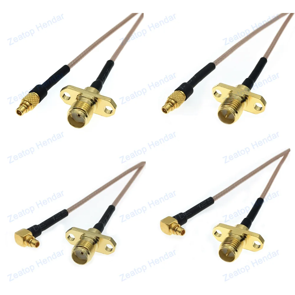 1Pcs MMCX Angle / Striaght Male to SMA / RP-SMA Female with 2 Hole Flange Linear Antenna RG178 Cable 10cm 15cm 20cm 30cm 50cm