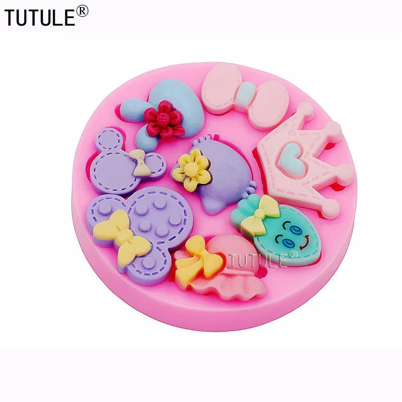 Cartoon crown bow cat tiara accessories silicone mold kitchen DIY handmade chocolate cookies cake dessert decoration molds