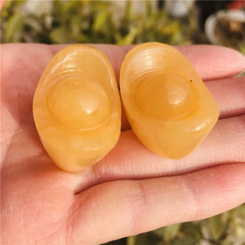 3cm natural amarelo jade ouro lingote esculpido à mão quartzo espécime cura