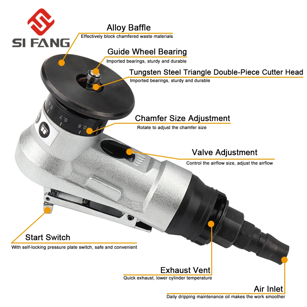 Mini Pneumatic Chamfering Machine Metal Trimming 45° Arc Beveling Machine Air Tools With Blades Bearings Kit 30000RPM