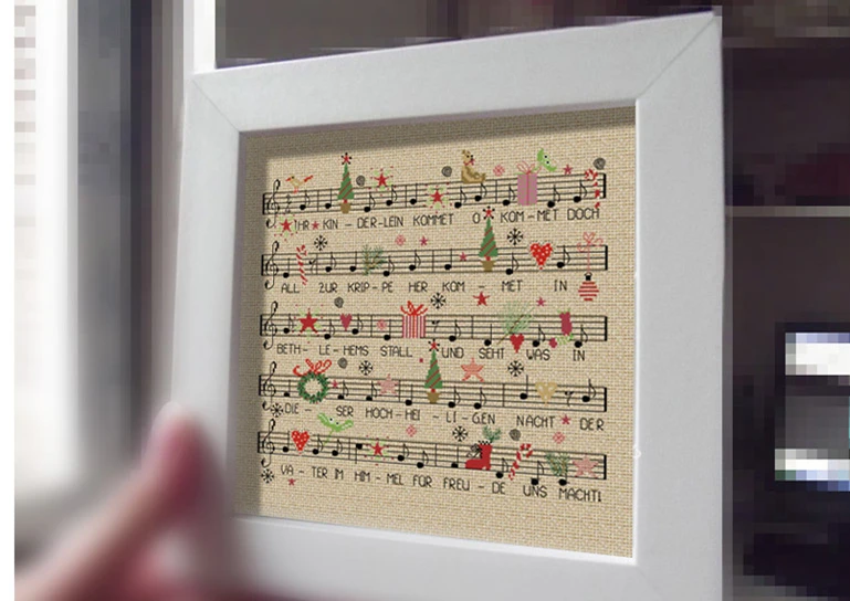 Christmas song cross stitch kit x-mas gift cartoon design 14ct 11ct linen flaxen canvas embroidery DIY needlework