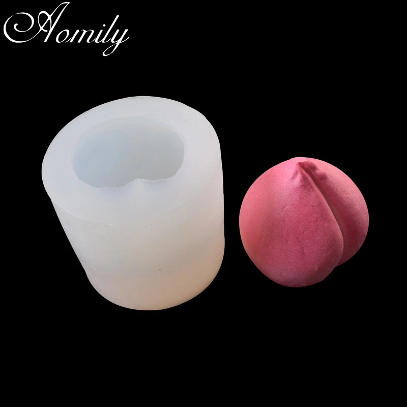 Amoliy 3D Peach Fruit Silicone Mold Fondant Chocolate Mousse Mould Handmade Soap Candle Decoration Mold Baking Accessories