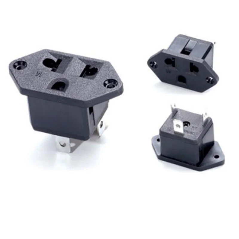 

Universal Black 10A 250V Copper USA Japan Canada Taiwan electric AC power socket industry socket with ear fixing hole