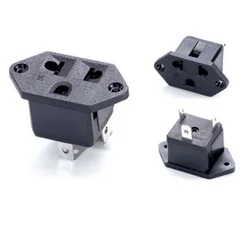 Universal Black 10A 250V Copper USA Japan Canada Taiwan electric AC power socket industry socket with ear fixing hole