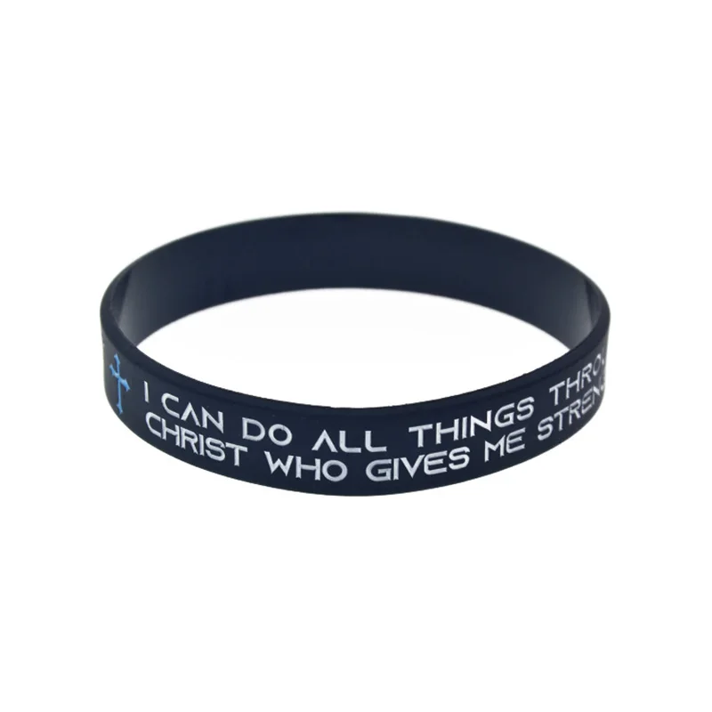 50 Stück Silikon-Armbänder mit dem Bibelvers aus Philipper 4,13: „Ich kann alles durch Christus, der mir Kraft gibt.“ – Detail 3