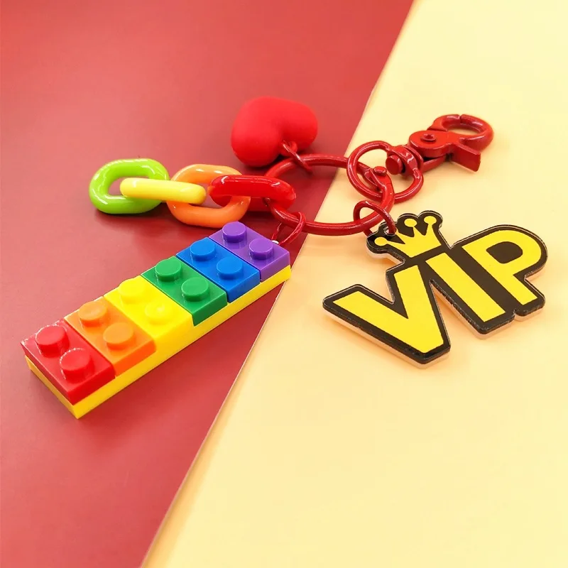 Niedlicher Regenbogen-Baustein, Spielzeug, Ziegel, Herz, Kunstharz, Charms, Anhänger für Ohrringe, Schlüsselanhänger, Dekoration, Modeschmuck, Accessoires – Detail 4
