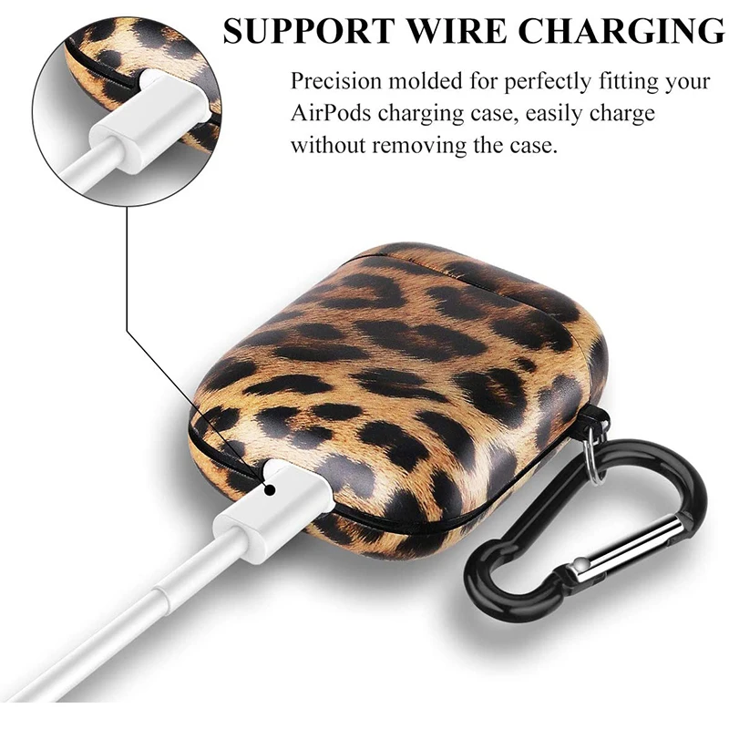 Luxury leopard print soft Silicone Case For apple Airpods 1 2 Bluetooth headset Protective Earphone Fashion sexy Keychain cover