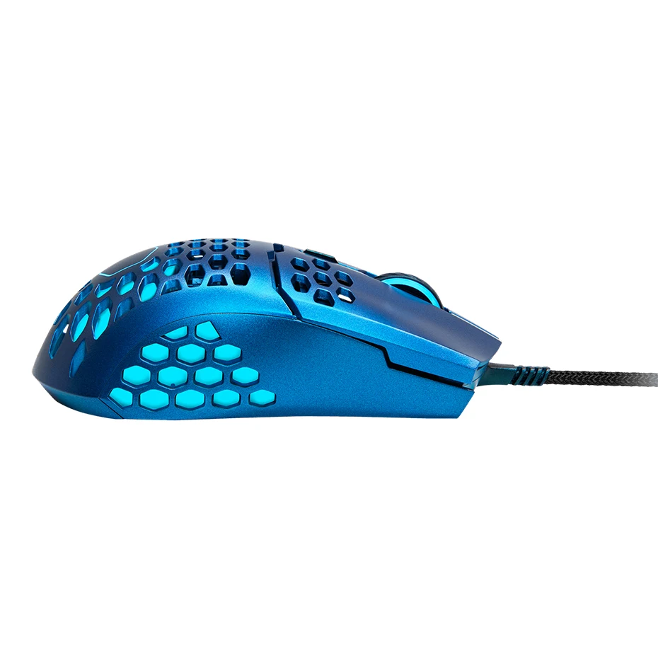 Imagem -02 - Mouse Gamer Cooler Master Mm711 Azul 60g com Capa de Favo de Mel Leve Cabo de Tecelagem Ultrafino com Detalhes Rgb 20m Cliques 16000 Dpi