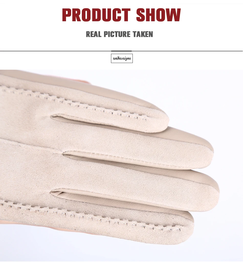 Good Quality Touch Gloves Color Winter Women's Leather Gloves Genuine Suede 50% Genuine Leather 50% Women's Gloves -2007