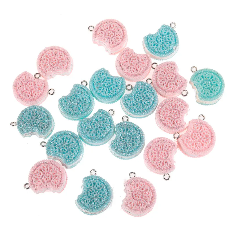 10pcs/lot Simulated Food Half Oreo Biscuits Resin Pendant Charms For Making Jewelry Earrings Keychain DIY Accessories