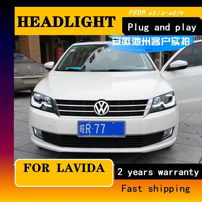 Car Styling For VW Lavida 2012-2014 For Volkswagen Lavida Head Lamp LED DRL Lens Double Beam H7 HID Xenon Bi-xenon Lens