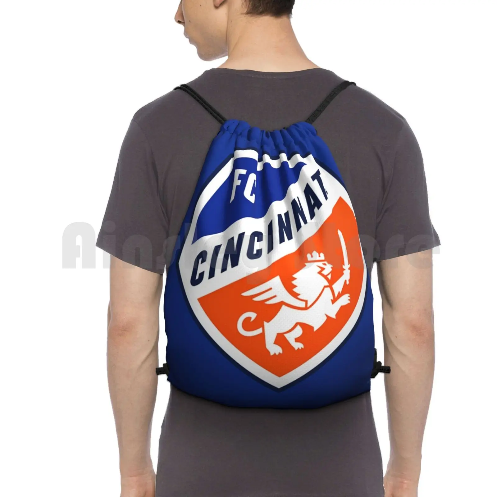 Cincinnati Badge ( Blue ) Backpack Drawstring Bags Gym Bag Waterproof Cincinnati Mls Major Soccer Football Uses States