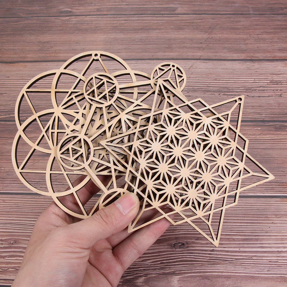 14cm Wooden Wall Sign Flower of Life Shape Laser Cut Wood Wall Art Home Decor Coasters Craft Making Sacred Geometry Ornament