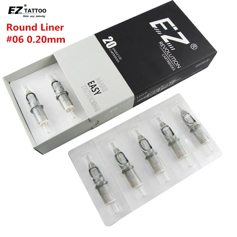 EZ Revolution Cartridge Tattoo Needles #06  0.20mm Round Liner for Tattoo & Micro Permanent Makeup Eyebrows Eyeliner 20 Pcs/Lot