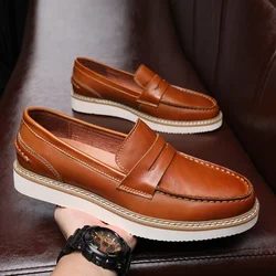 Yomior Breathable Men Casual Shoes Handmade High Quality Cow Leather British Loafers Spring Autumn Luxury Shoes Flats Slip-On