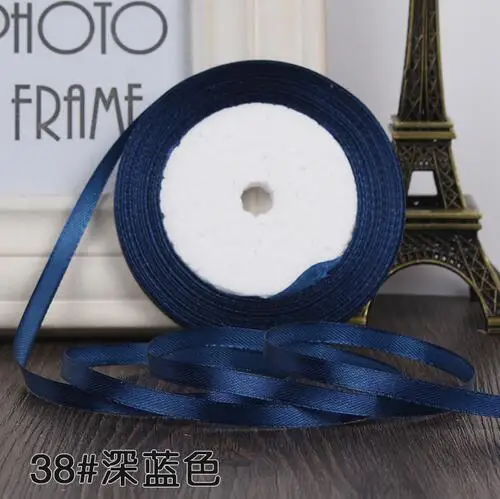 22meter/lot (6mm) (25 yards/roll) Navy blue Single Face Satin Ribbon Gift Wrapping Christmas ribbons Sewing Fabric Hand DIY