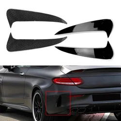Carbon/Gloss Black ABS Car Rear Bumper Splitter Spoiler Canard Air Vent For Mercedes Benz C-Class Coupe C205 2015-2019 1Pair