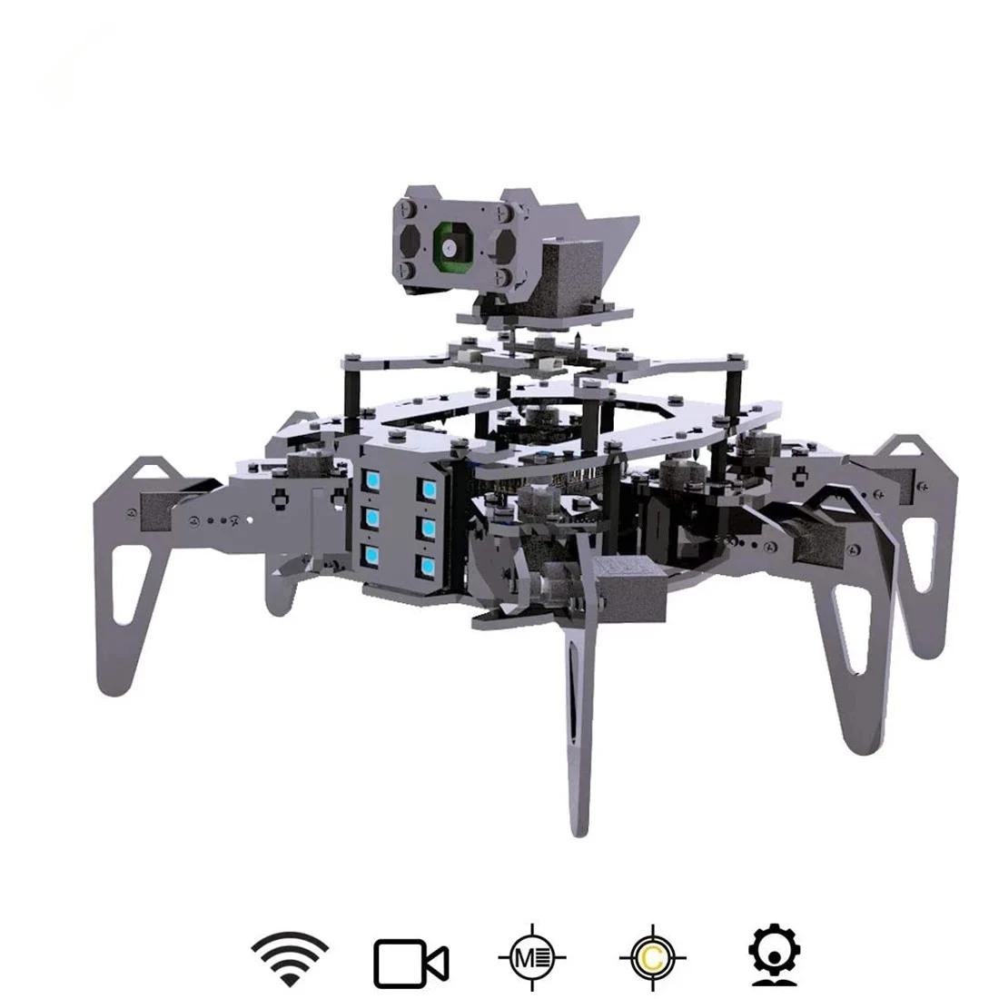 Robô de vídeo AI com câmera Hexapod Spider WiFi de 4 gerações 4B/3B