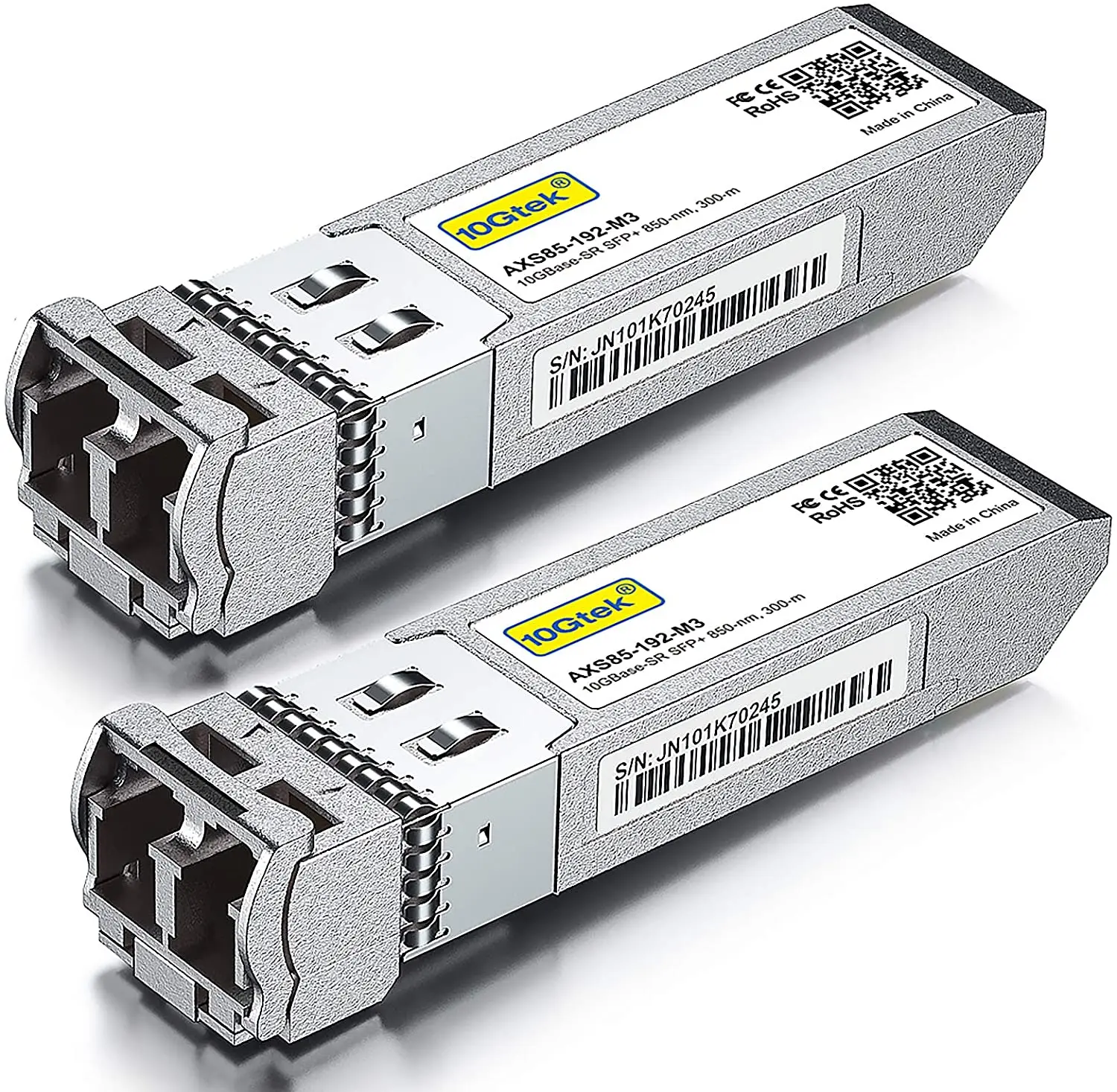 10GBase-SR SFP+ Transceiver, 10G 850nm MMF, up to 300 Meters, Compatible with Cisco SFP-10G-SR，Pack of 2