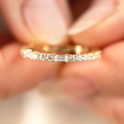 Huitan Fashion Women-Midi-Rings Geometric Cubic Zirconia Design Versatile Stylish Female Rings Simple Accessories Trendy Jewelry
