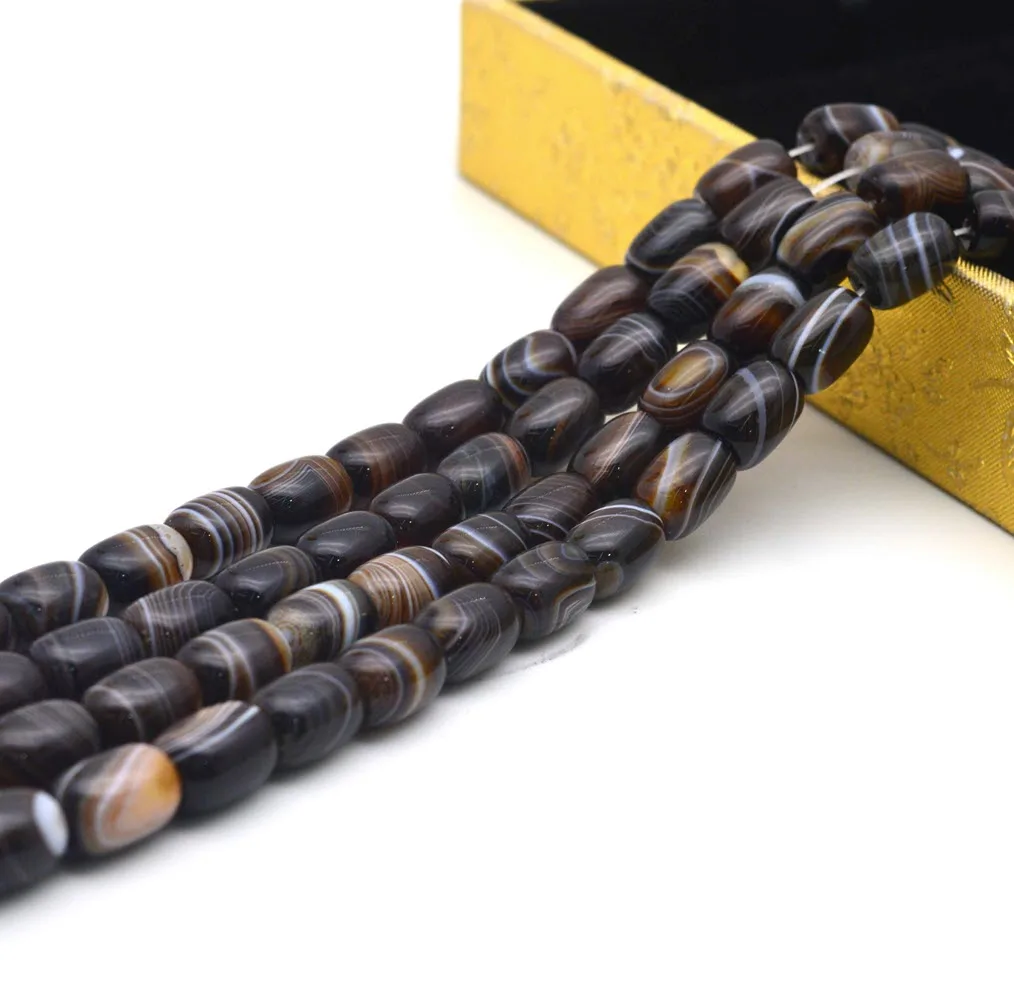 Natural Stone Black Agate Stone Beads Spacer Barrel Bead Beaded 15'' Strand For DIY Jewelry Making Bracelet Accessories Red