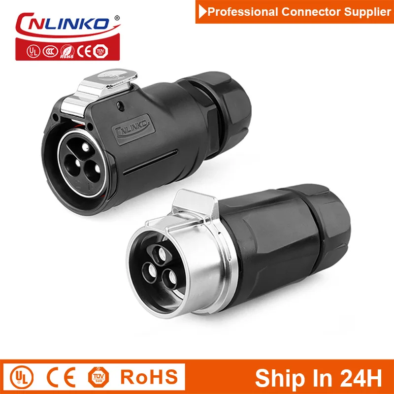 Cnlinko LP28 3Pin M28 Waterproof Aviation 35A Strong Power Wire Adapter Connector Plug Socket for New Energy Resource Industry