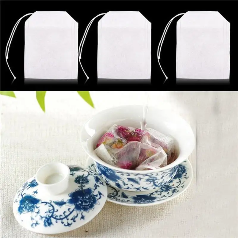 Teabags 100Pcs/lot Empty Tea Bags With String Heal Seal Filter Paper For Herb Loose Tea Infuser 5.5 X 7CM