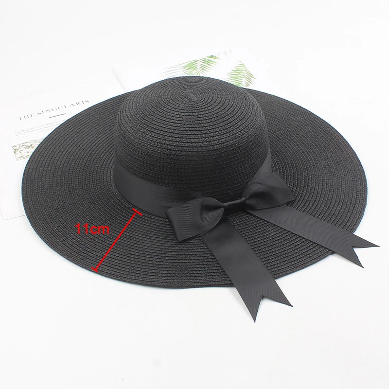 USPOP Women straw hats sun hats  female wide brim beach hat bow summer hat anti uv straw sun hats